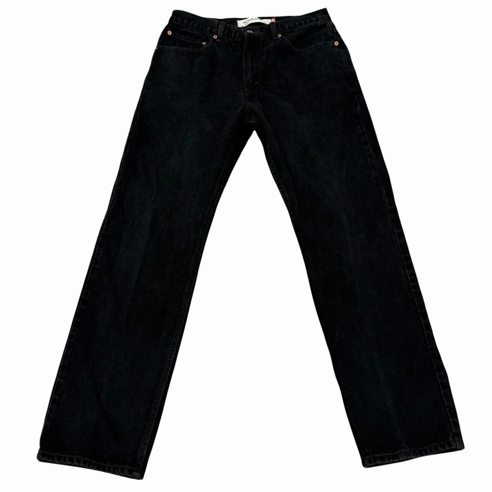 Levi's 505 Jeans 30x30 Black Regular Fit Straight Leg Denim Dark Wash Zip Fly